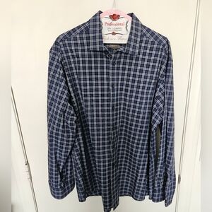 Jos A Banks Traveler Collection Tailored Fit Plaid Sportshirt Blue Size XL